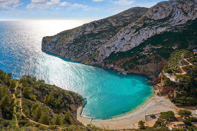 Vista aérea de la cala de la Granadella.
